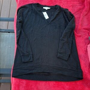 Loft Black Waffle Sweater